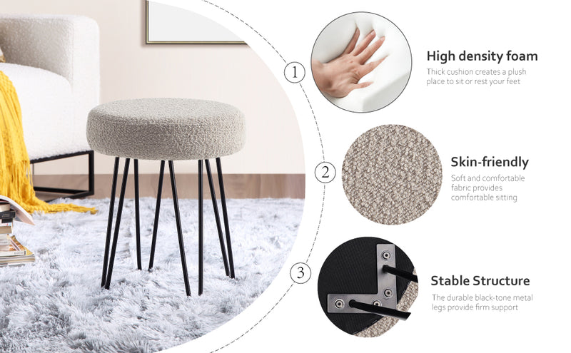 Khaki Vanity Stool 