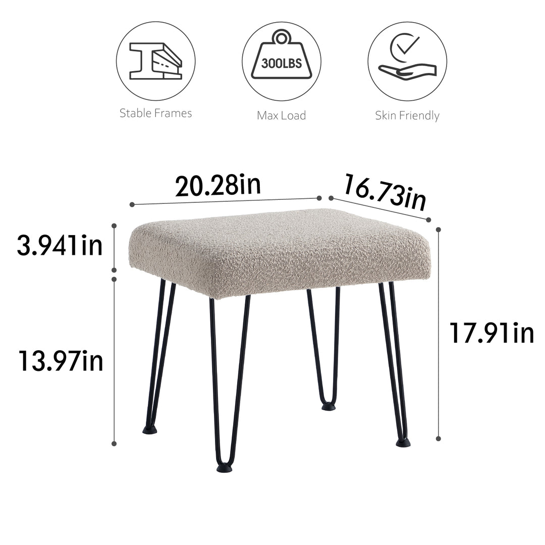 Khaki Boucle Vanity Stool #100038