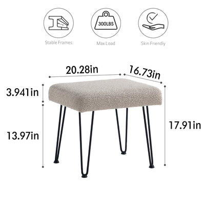 Khaki Boucle Vanity Stool #100038