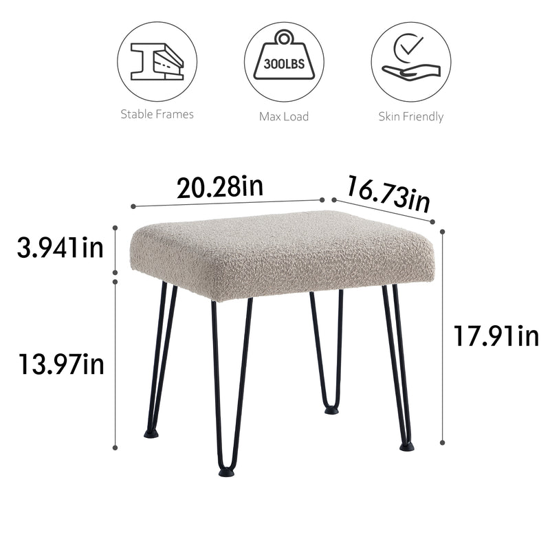 Khaki Boucle Vanity Stool 