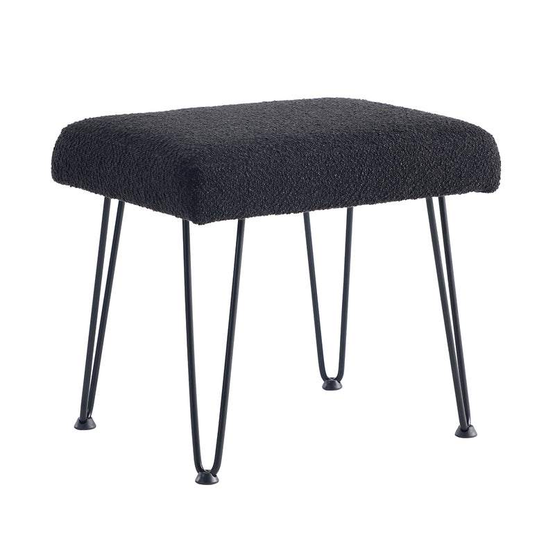 Black Boucle Vanity Stool 