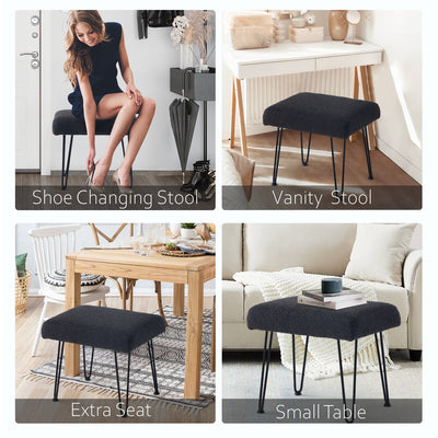 Black Boucle Vanity Stool #100039