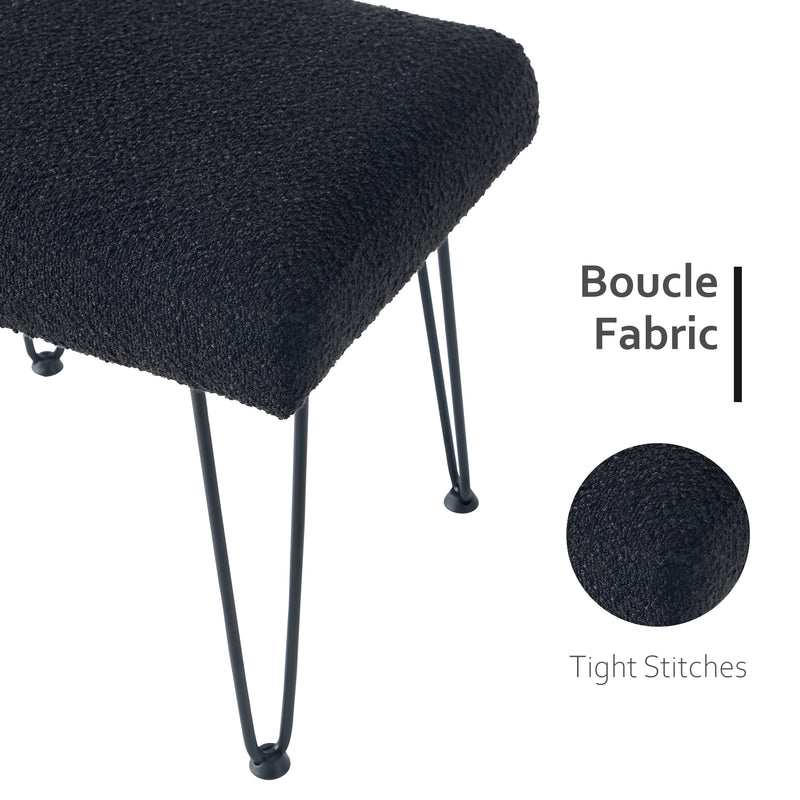 Black Boucle Vanity Stool 