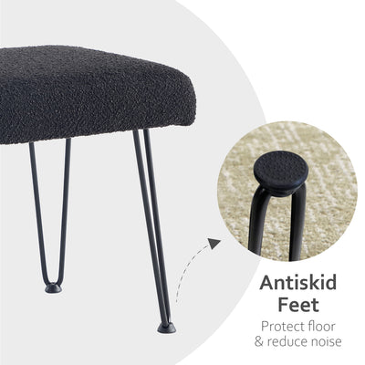 Black Boucle Vanity Stool #100039