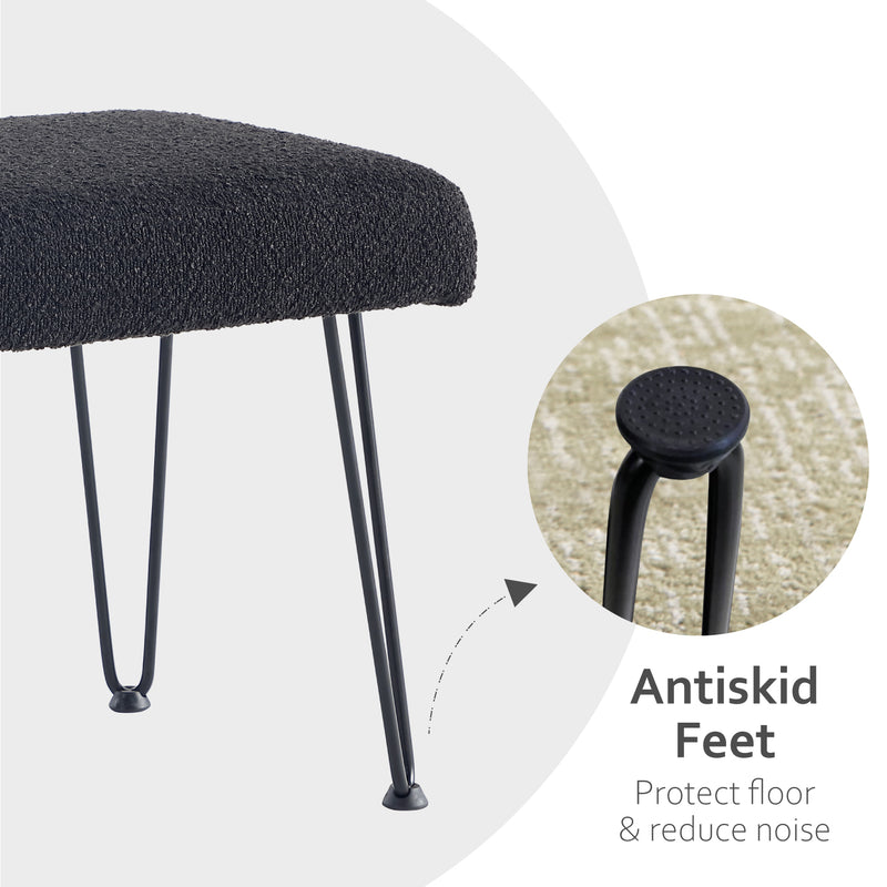 Black Boucle Vanity Stool 