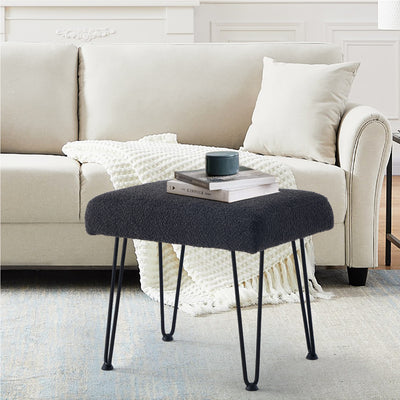Black Boucle Vanity Stool #100039