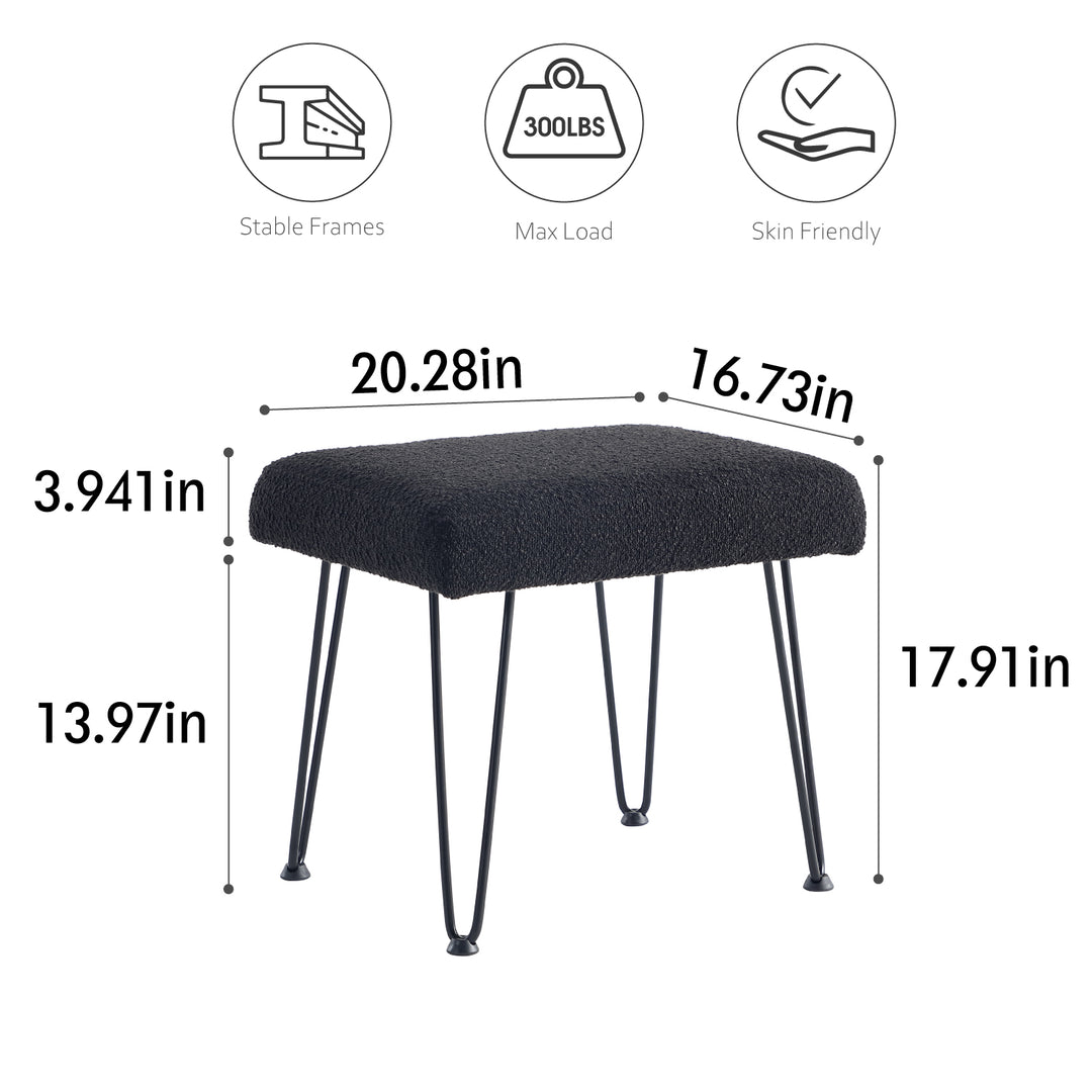 Black Boucle Vanity Stool #100039