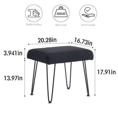 Black Boucle Vanity Stool #100039