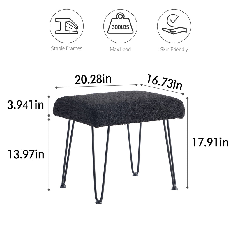 Black Boucle Vanity Stool 