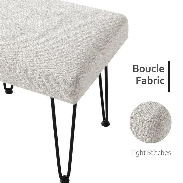 White Boucle Vanity Stool #100028 Get set style furniture