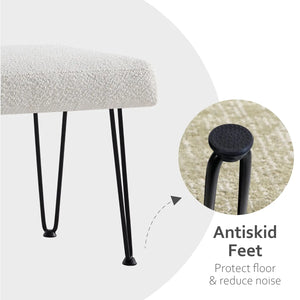 White Boucle Vanity Stool #100028 Get set style furniture