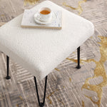 Load image into Gallery viewer, White Boucle Vanity Stool #100028
