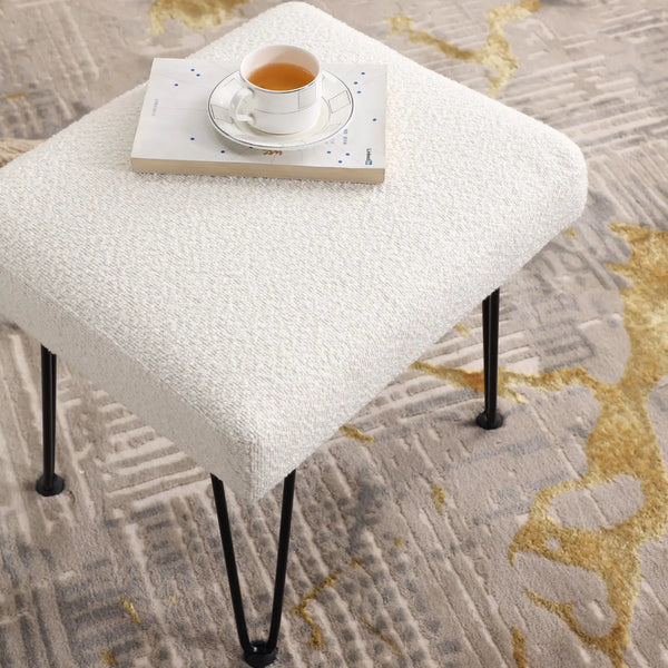 White Boucle Vanity Stool #100028 Get set style furniture