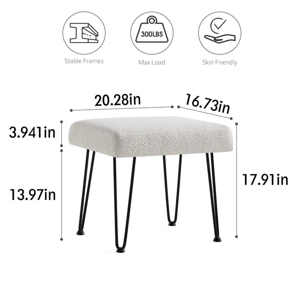 White Boucle Vanity Stool #100028 Get set style furniture