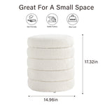 Load image into Gallery viewer, White Fabric Round Ottoman with Storage #100049
