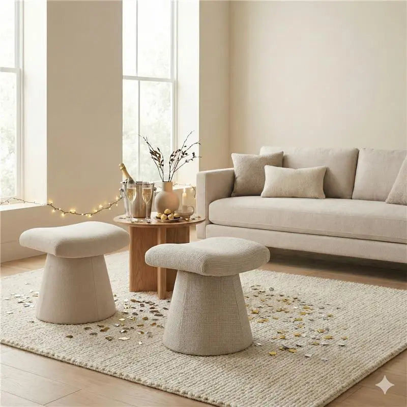 Pringle's Saddle-shaped Ottoman, Elegant Curved Accent Stool with Plush Upholstered Seat, Chic Footrest & Stylish Statement Piece (Olive Green) #100164 Get Set Style Furniture