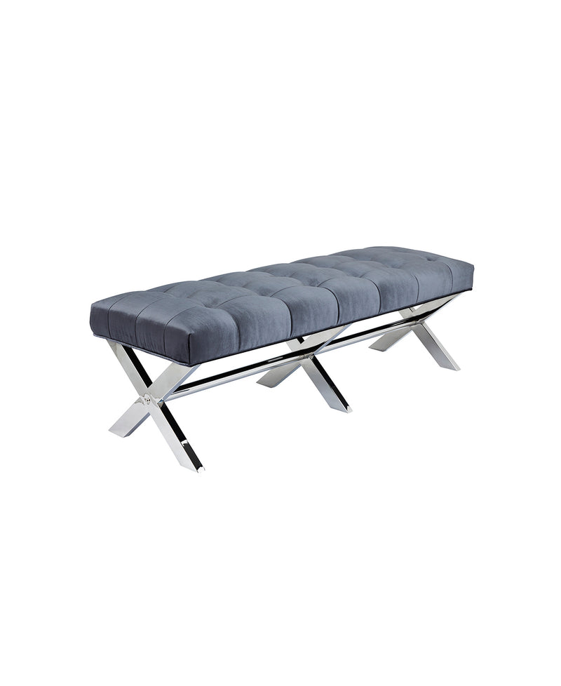 Lauren Charcoal Velvet Fabric Bench