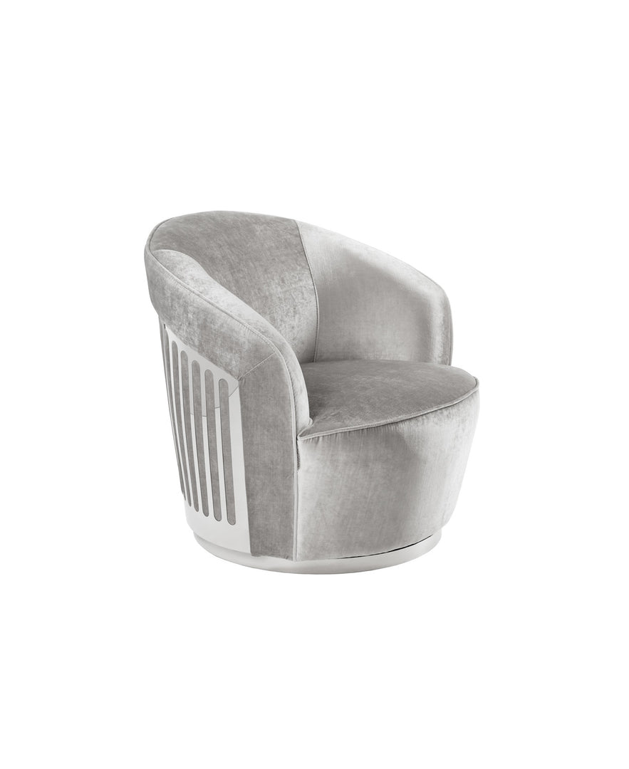 Lucien Accent Chair: Grey Velvet