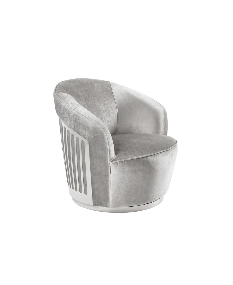 Lucien Accent Chair: Grey Velvet