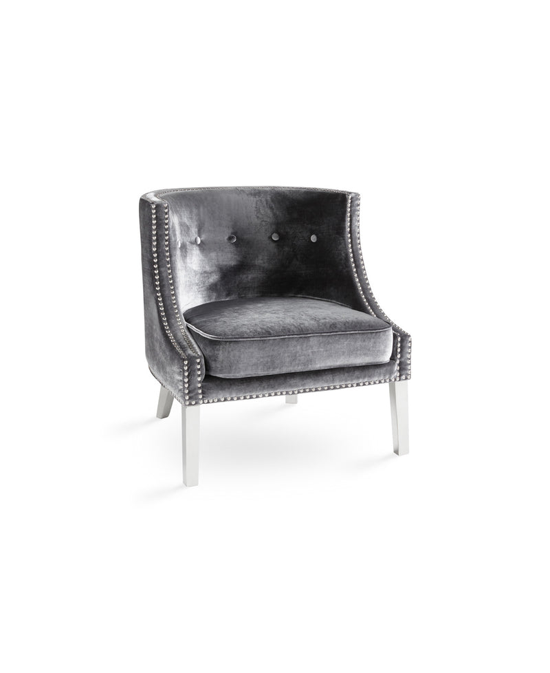 Lucy Accent Chair: Charcoal Velvet