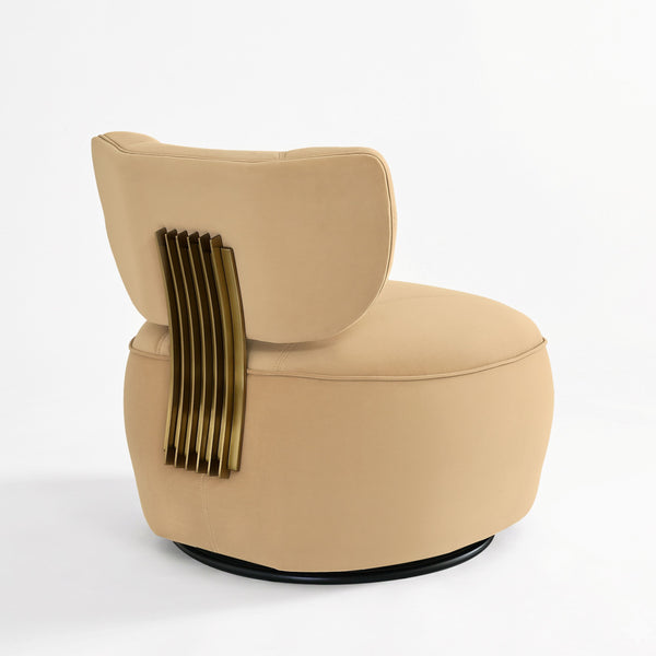 Aurelia Fluted Swivel Chair (Camel) Get Set Style Furniture