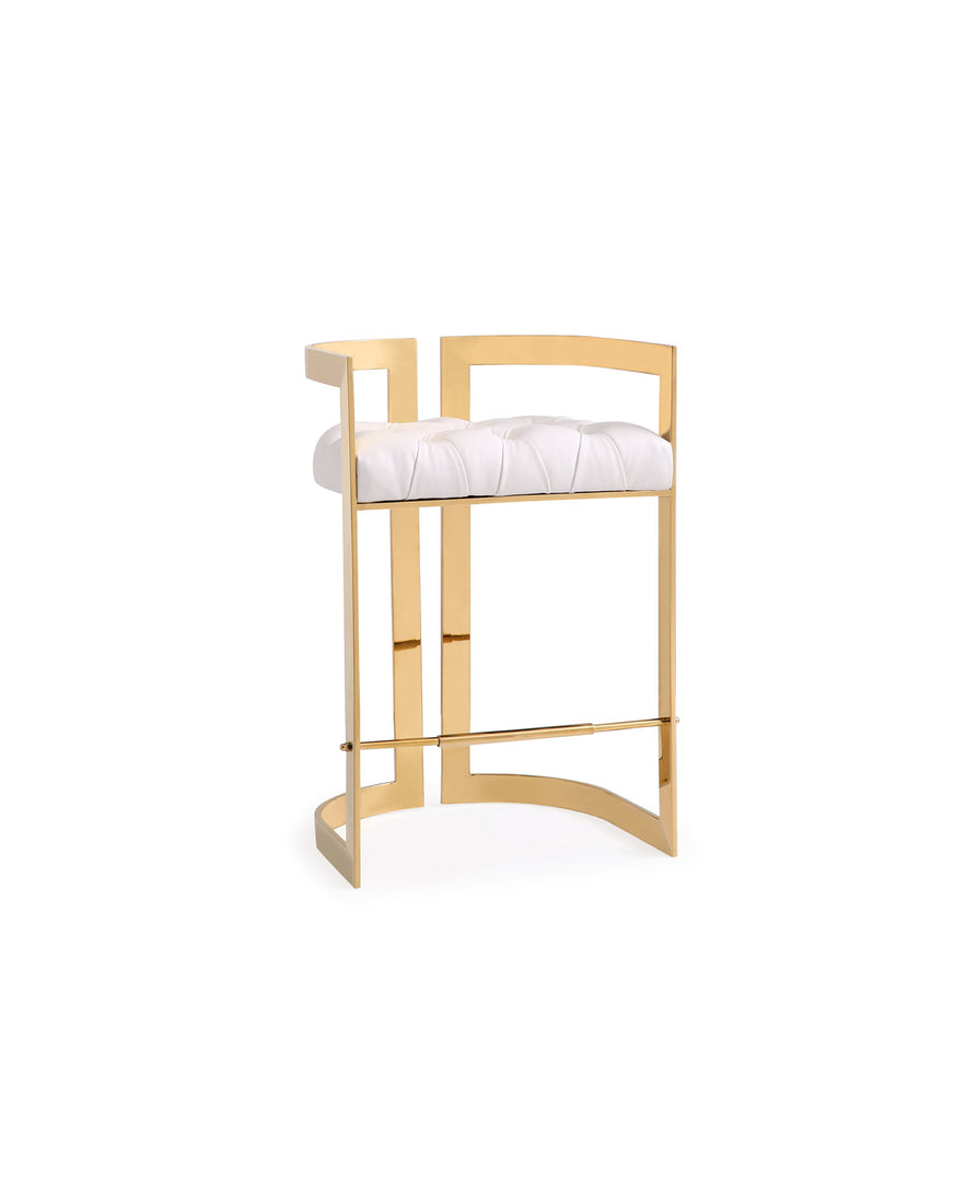 Majestic Gold Counter Chair: White Leatherette