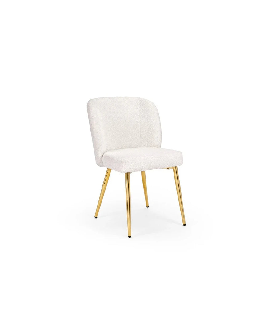 FORTINA DINING CHAIR GY-DC-801GMORGAN FABRICS FUR (OSLO IVORY)WITH GOLD LEGS