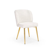FORTINA DINING CHAIR GY-DC-801GMORGAN FABRICS FUR (OSLO IVORY)WITH GOLD LEGS