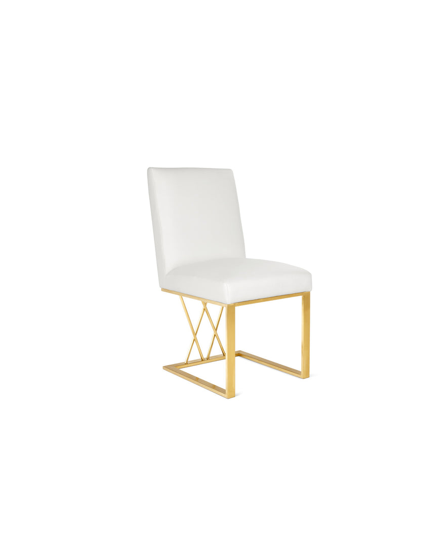 Martini Gold Dining Chair: White Leatherette