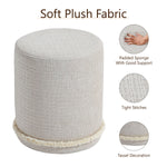 Load image into Gallery viewer, Cirque Round Plush Ottoman, Soft Upholstered Footrest &amp; Vanity Stool for Living Room or Bedroom, Chic Minimal Accent Piece in Neutral Tones (Taupe Beige)
