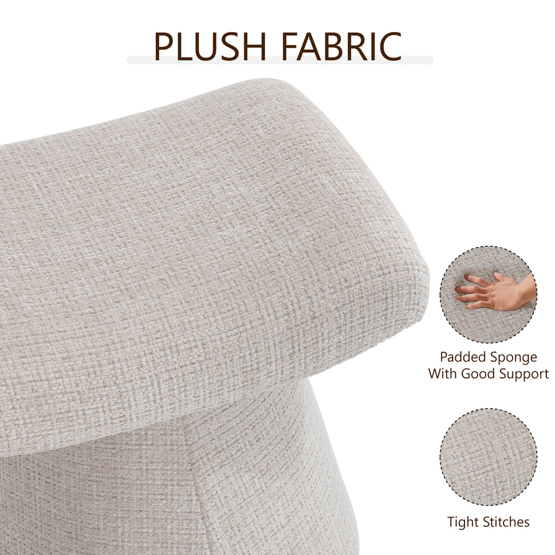 Pringle's Saddle-shaped Ottoman, Elegant Curved Accent Stool with Plush Upholstered Seat, Chic Footrest & Stylish Statement Piece for Living Room, Bedroom, or Lounge Spaces (Soft Taupe)