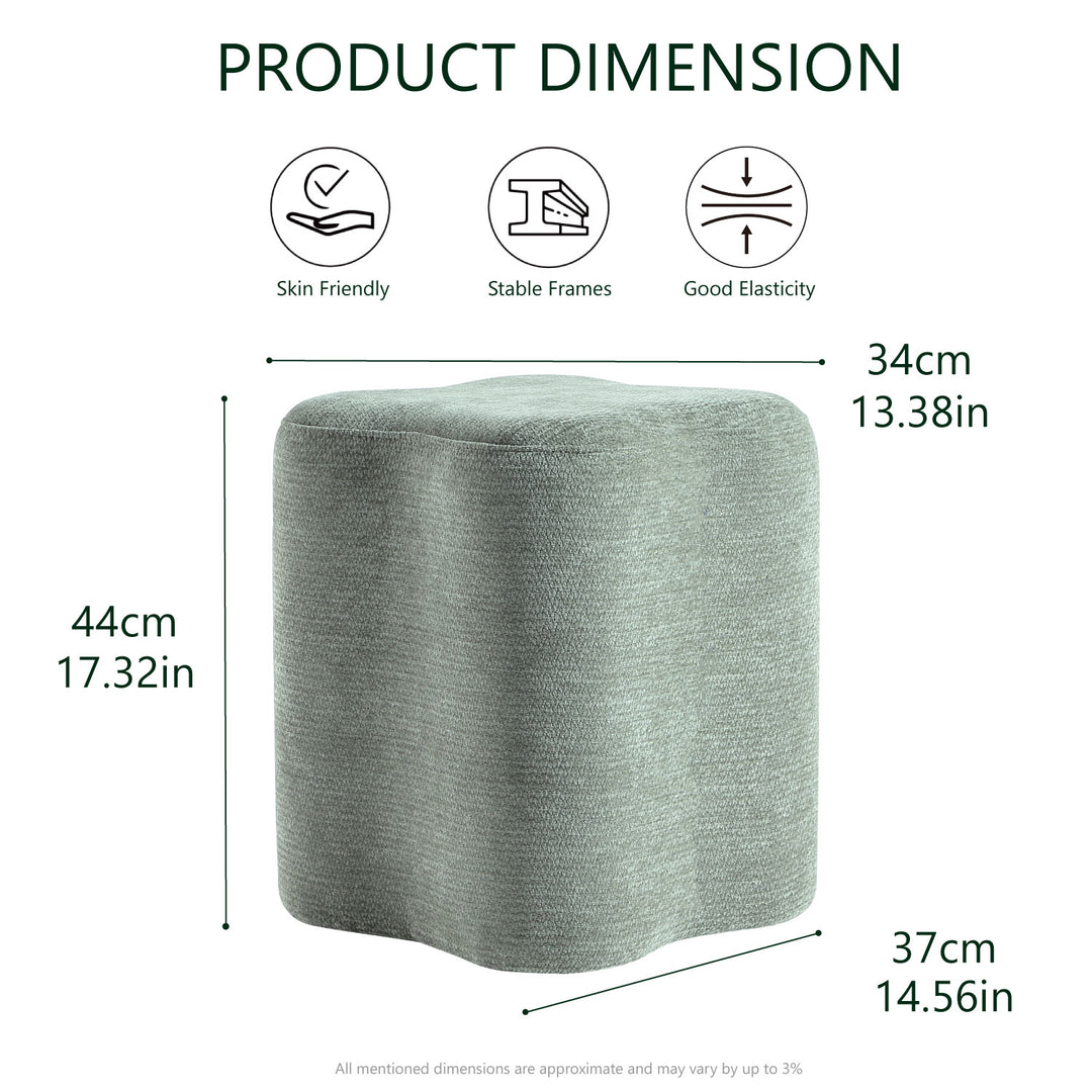 Flower Shaped Accent Stool: Plush petal-shaped ottoman. Adds a chic, cozy touch to your living room, bedroom, or vanity (Green)