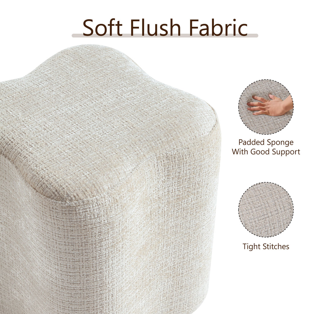 Flower Shaped Accent Stool: Plush petal-shaped ottoman. Adds a chic, cozy touch to your living room, bedroom, or vanity (Gray)
