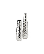 Load image into Gallery viewer, Round Hammered silver vase - Set of 2

