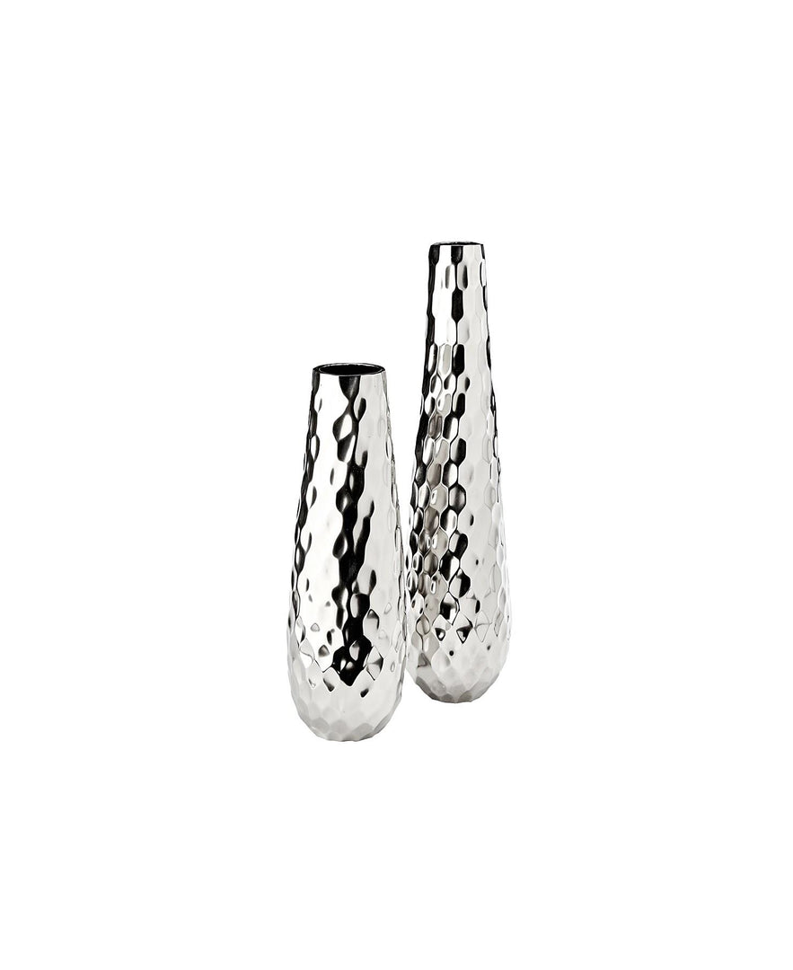Round Hammered silver vase - Set of 2