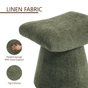 Pringle's Saddle-shaped Ottoman, Elegant Curved Accent Stool with Plush Upholstered Seat, Chic Footrest & Stylish Statement Piece for Living Room, Bedroom, or Lounge Spaces (Olive Green)