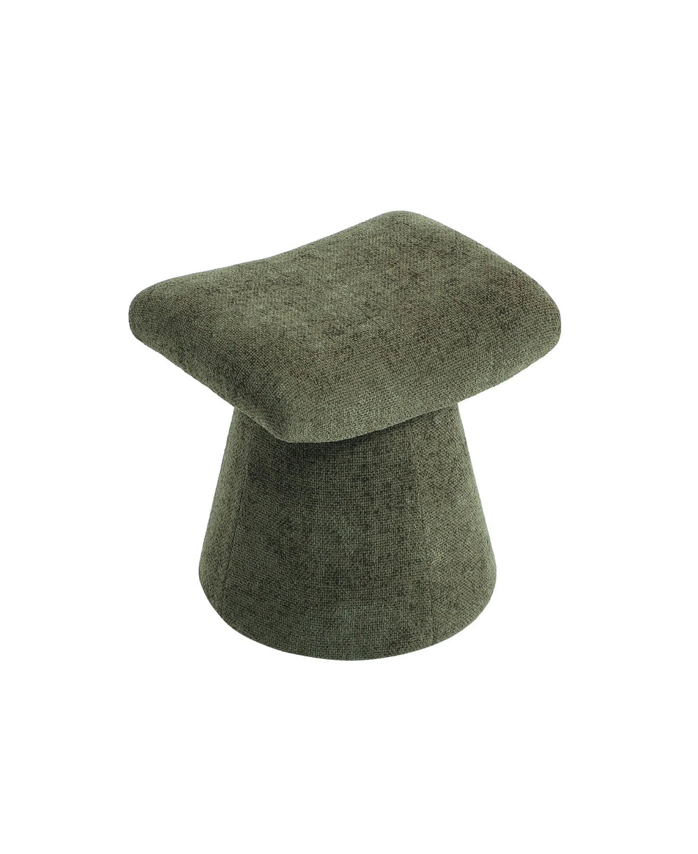 Pringle's Saddle-shaped Ottoman, Elegant Curved Accent Stool with Plush Upholstered Seat, Chic Footrest & Stylish Statement Piece (Olive Green) #100164 Get Set Style Furniture