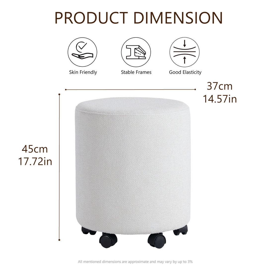 White Round Ottoman With Pulley
