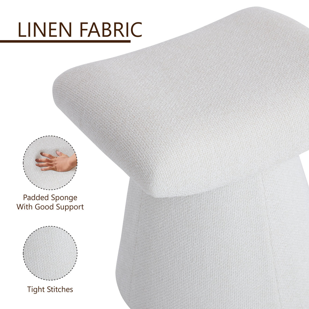 Pringle's  Saddle-shaped Ottoman, Elegant Curved Accent Stool with Plush Upholstered Seat, Chic Footrest & Stylish Statement Piece for Living Room, Bedroom, or Lounge Spaces (Snow White)