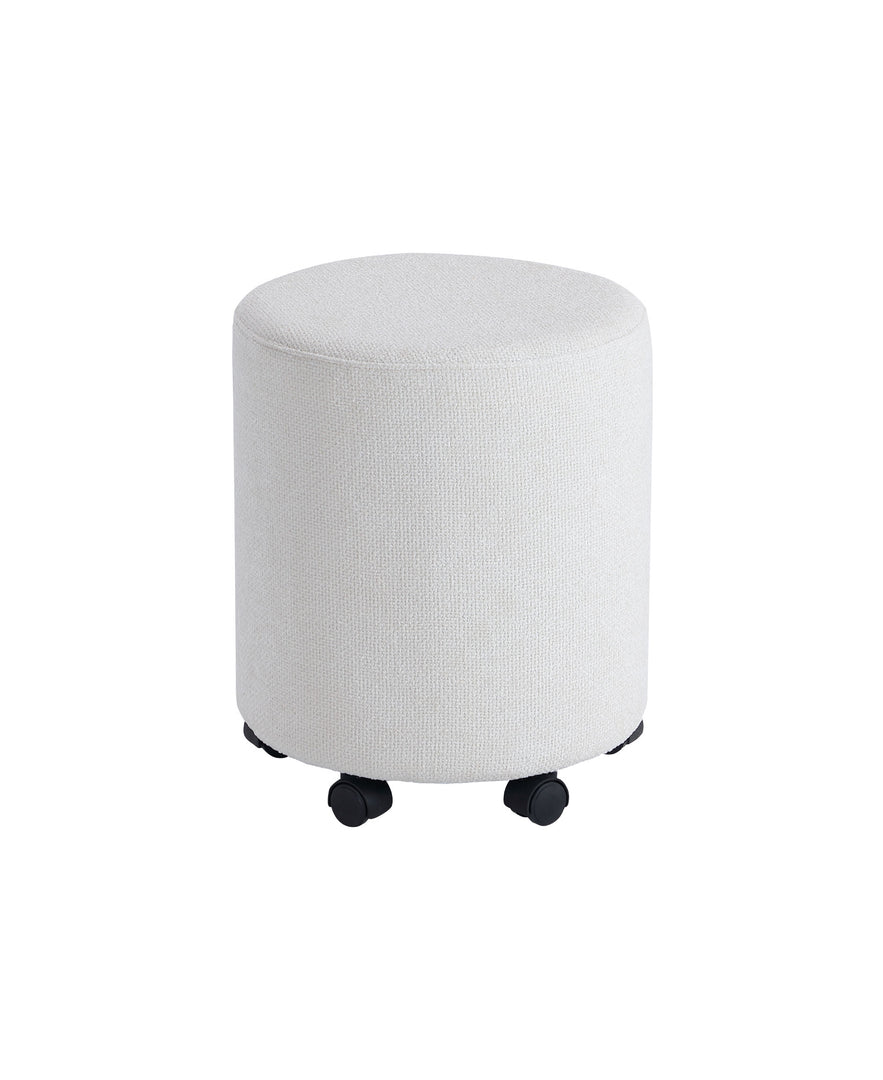 White Round Ottoman With Pulley