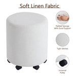 Load image into Gallery viewer, White Round Ottoman With Pulley
