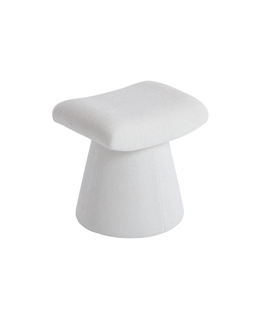 Pringle's  Saddle-shaped Ottoman, Elegant Curved Accent Stool with Plush Upholstered Seat, Chic Footrest & Stylish Statement Piece for Living Room, Bedroom, or Lounge Spaces (Snow White)