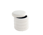 Load image into Gallery viewer, White Fabric Round Ottoman with Storage #100049
