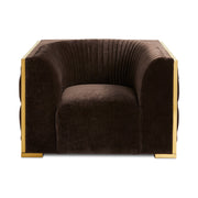 Brown Accent Chair Golden Frame #010024