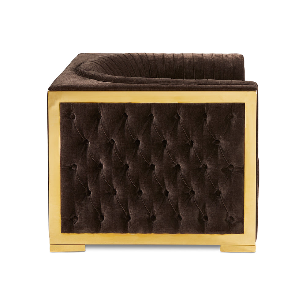 Brown Accent Chair Golden Frame #010024