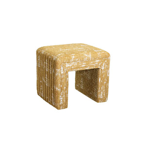 Moony Honey Blend Yellow Ottoman Bench - Modern Minimalist Vanity Chair and Footrest with Wooden Base by Get Set Style Furniture.