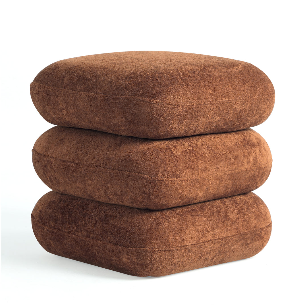 Geometric Ottoman with Rotating Base, 17.5in Accent Vanity Stool Multi-Functional Lounge Footrest or Extra Seating for Living Room, Bedroom, or Entryway (Cedar) #100303