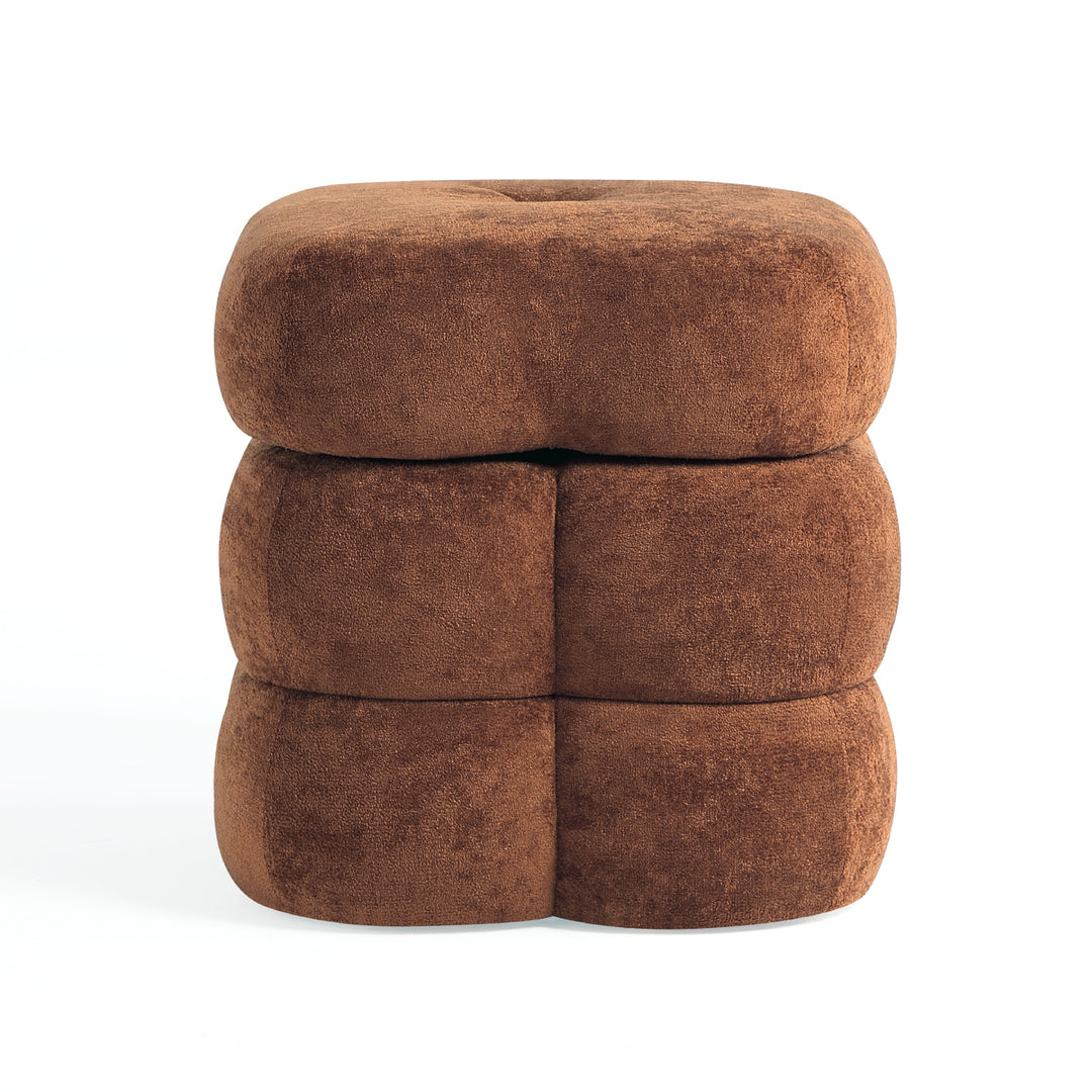 Flower Ottoman with Rotating Base,17.5in Accent Vanity Stool Multi-Functional Lounge Footrest or Extra Seating (Cedar) #100306