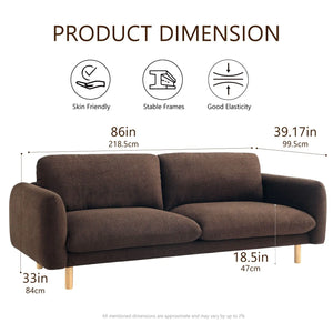 Scandi 3 Seater Sofa Couches, 86” Minimalist Modern Upholstered Sofa with Comfort Cushions (Chocolate) #100214 Get Set Style Furniture