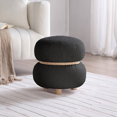 Black Pebble Round Ottoman #100048